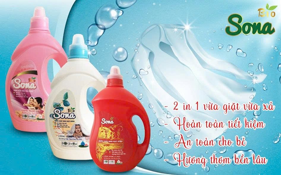 Nước giặt xả sinh học Sona 2 trong 1